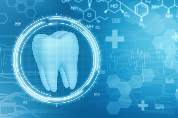 Dental graphic with futuristic symbols